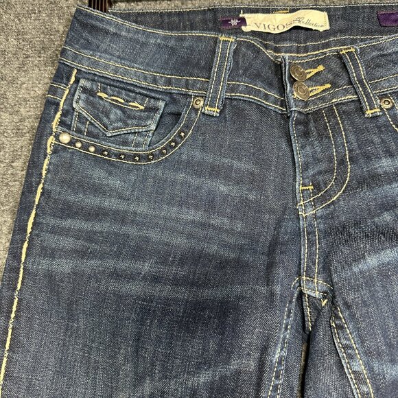 Vigoss Jeans Womens 26  Cotton Stretch Embellished Flap Pockets Medium Wash - Picture 4 of 10